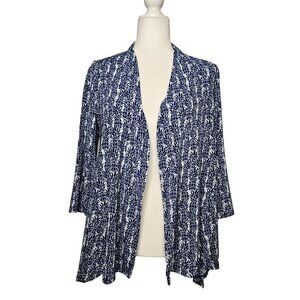 Chico's Travelers Open Front Draped Jacket, Size 0 (Small) Pineapple Print Blue